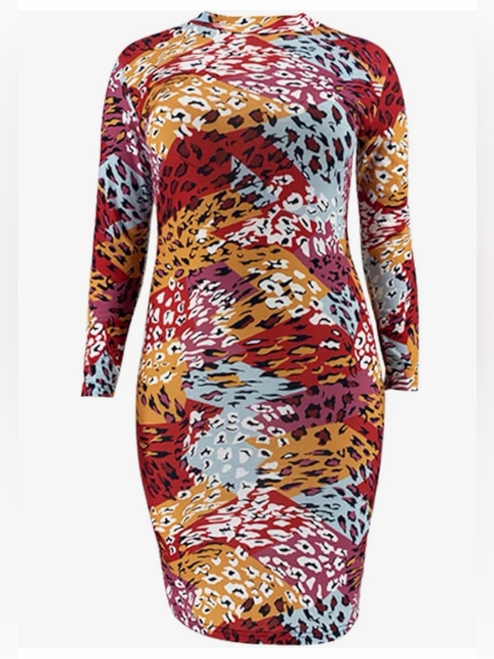Women’s Multicolor Abstract Print Long Sleeve Dress